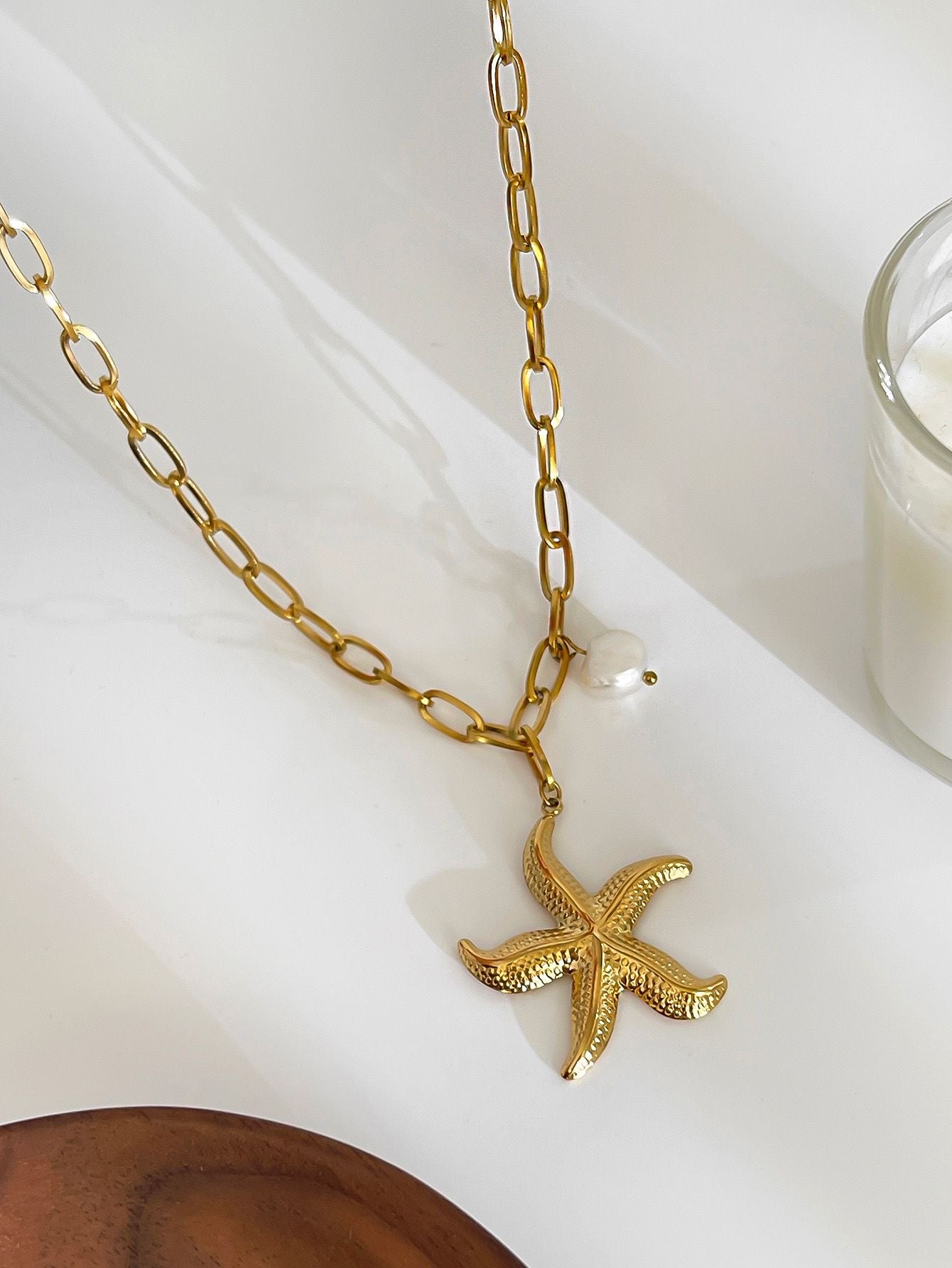 Gold Starfish Pendant Necklace